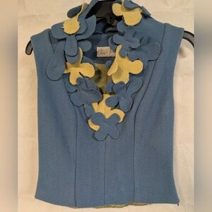 Aniat Bian Couture Blue Wool Top Sz. S